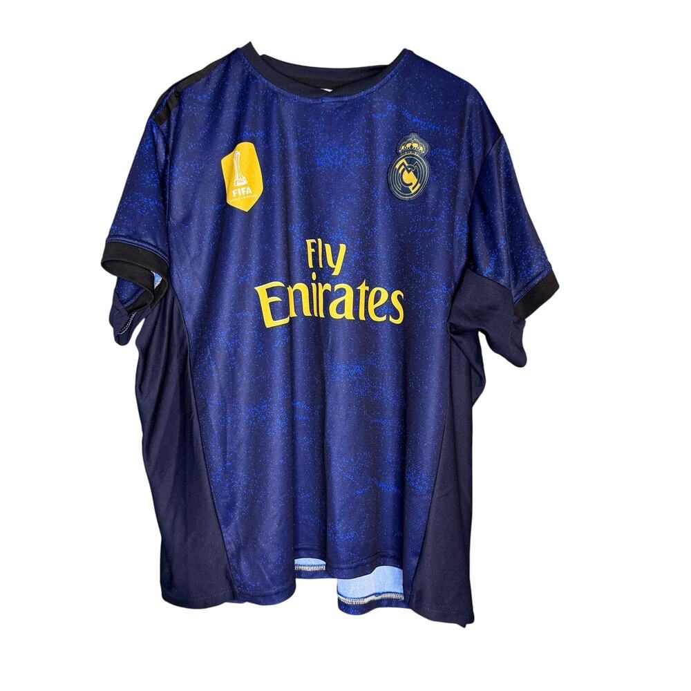Real Madrid Fan Jersey #19 Blue Gold Soccer Shirt Adult 2XL